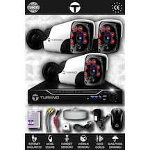 Turkno 3 Kameralı Pania 3 Dış Kamera Set HDD'siz Full HD Gece Görüşlü Güvenlik Kamerası Sistemi