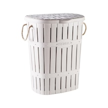Kastamonu Plastik Bambu Halatlı Kirli Çamaşır Sepeti 65 L-beyaz