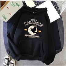 Haikyuu Karasuno Siyah Kapşonlu Sweatshirt