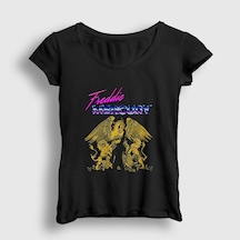 Presmono Kadın Queen Freddie Mercury T-shirt Siyah