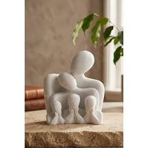 Minimalist Aile Biblosu Modern Dekoratif Anne Baba Ve Çocuklar Heykeli Beyaz Aile - Anne, Baba Ve 3 Çocuk - 858690790