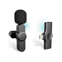 Lamia Apple Uyumlu iPhone Telefon Wireless Youtube Tiktok Yayın Kablosuz Yaka Mikrofonu Siyah