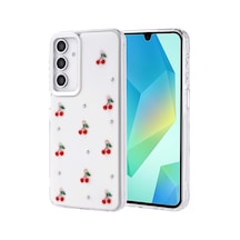 Zore Galaxy A16 Kılıf Airbag Tasarımlı Simli Şeffaf Nvth Kutup Kapak - Kiraz