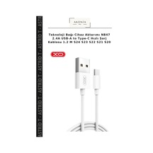 Teknoloji Bağı Cihaz Aktarımı Nb47 2.4a Usb-a To Type-c Hızlı Şarj Kablosu 1.2 M S24 S23 S22 S21 S20