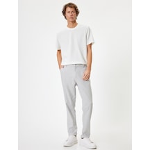 Koton Keten Chino Pantolon Cep Detaylı Gri Desenli 4sam40225hw Gri