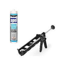Apel Şeffaf Silikon 250 Ml + Silikon Tabancası Plastik Set Şeffaf