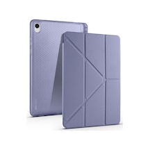 Galaxy Tab S11 2025 Sm-x730-sm-x736 Uyumlu Kalem Bölmeli Dönebilen Üçgen Standlı Tri Folding Tablet Kılıfı - Mor - T40395