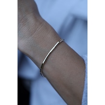 14 Ayar Altın Silindirik Düz Plakalı Bileklik Sarı Altın