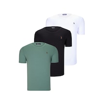 Üçlü Set T8568 Dewberry V Yaka Erkek T-shırt-koyu Siyah-kar Beyaz-açık Yeşil Koyu Siyah-kar Beyaz-açık Yeşil