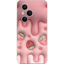 Honor 400 Pro Uyumlu Çilekli Pasta Baskılı Silikon Kılıf Renkli