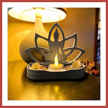 Bezos 3d Baskı Lotus Buda Mumluk - Dekoratif Tealight Mumluk-gri Erdotıca