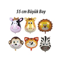 6 Adet Safari Konsepti Doğum Günü Hayvan Folyo Balon Seti