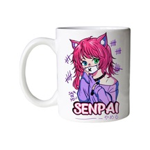 Anime Senpai Face Iki Tarafı Baskılı Kupa Bardak Çok Renkli