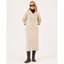 Scl Uzun Kollu Midi Boy Triko Kadın Elbise 10002421711008 Bej