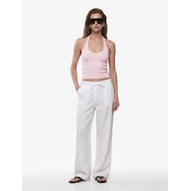 Koton Pamuklu Ribanalı Slim Fit Sırt Dekolteli U Yaka Bluz Pembe 6sak10338ek Gül