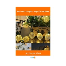 2m 10 Led Pilli Ananas Tasarımlı Dekoratif Işık 2 Kademeli 1 Adet