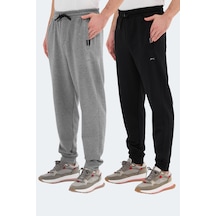 Slazenger Navdeep 2 Li Set Erkek Cepli Dar Paça Siyah - Koyu Gri Eşofman Altı Siyah - Koyu Gri
