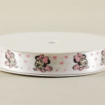 Bebek Minnie Mouse Temalı Beyaz Saten Kurdela 1.5 Cm. X 10 Metre 6