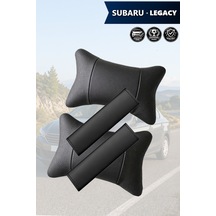 Subaru Legacy Uyumlu Set Deri Kemer Koruyucu Siyah Deri Yastık Lüks