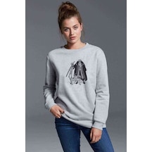 Anime One Piece Baskılı Gri Kadın Sweatshirt (528296989)