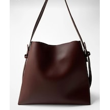 Stores Kadın Toka Detaylı Ayarlanabilir Askılı Geniş Shopper Çanta Bordo