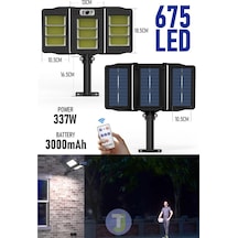 Technojet 675 Ledli Solar Güneş Enerjili Kumandalı Hareket Sensörlü Bahçe Aydınlatma Sokak Lambası Beyaz