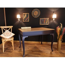 Wooding-Mobilya Wooding 120 Cm Masif Lacivert Naturel Yemek Masası