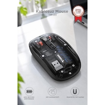 Premium Kablosuz Teknoloji Şeffaf Çift Modlu Fare Tm23 Siyah 2.4g