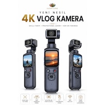 4k Ultra Hd Vlog Kamera 75mp Wifi Yapay Zeka Yüz Takipli 330 Gimbal 1.7 Dokunmatik Ekran 64gb Hafıza Kartlı