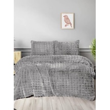 Merinos Diamond Kürk Bubble Desen Comforter Set, Çift Kişilik Yorgan Seti 220x240 Gri