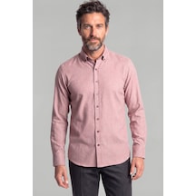 Bisse Regular Fit Paşa Yaka Pamuk Bordo Erkek Gömlek Gmfln0122300211 D25