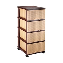 Omnipazar Elf-296 Hasır Desen Plastik Mutfak Komidin Sebzelik 4 Katlı Krem