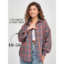 Styleflex Kareli Oversize Gömlek 306829402 Turuncu