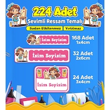 Sevimli Ressam Okul Kreş Kişiye Özel İsim Etiket Seti - Model 494 Çok Renkli Sevimli Ressam Okul Kreş Kişiye Özel İsim Etiket Seti - Model 494 Çok Renkli
