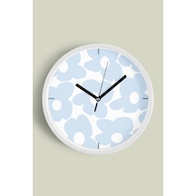 Soyut Renkli Çiçek Temalı Modern Duvar Saati - 30cm - Önü Camlı Beyaz Kasa - Sessiz Mekanizma-jh0097 Beyaz