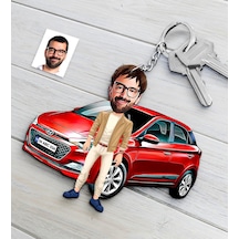 Kişiye Özel Bay Hyundai I20 Figürlü Plakalı Ahşap Karikatür Anaht