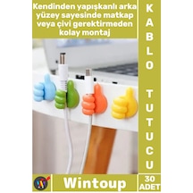 Askı Masaüstü Düzenleyici Çok Amaçlı Duvar Kancası Sevimli Klips El Şeklinde Kablo Tutucu 30 Adet