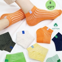 Kral Socks Trend Desenli Kısa Yazlık Kadın Çorap 8 Çift Çok Renkli