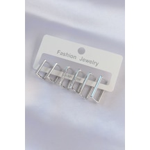 Ezoconcept Pirinç Gümüş Renk Dikdörtgen Model Küpe Seti Çok Renkli