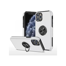 Newface Apple İphone 11 Pro Max Kılıf Elit Yüzüklü Kapak - Gümüş