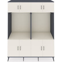 Kronos Gardrop 10 Raflı 8 Kapaklı 2 Askılı 176x59x221 Antrasit-aytaşı Beyaz