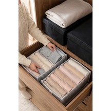 2'li Akordiyon Gri Çizgili Kumaş Çekmece İçi Düzenleyici Organizer 24x37x18 Cm Polyester 35 X 15 Gri Diğer