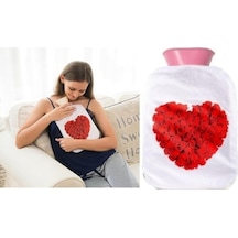 Sıcak Su Torbası Peluş Kalpli Termofor 19x13x2cm 500 Ml Çok Renkli