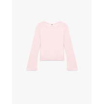 Koton Bisiklet Yaka Uzun Kollu Viskon Basic Tişört Pembe 7wkg10144ak Gül