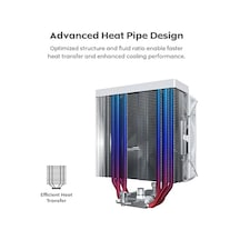 Nx400 Argb - Cpu Soğutucu, Tek Kule, 4 Gelişmiş Isı Borusu, 52 Kanatlı Isı Emici, E28, 120 Mm Fdb Statik Basınçlı Fan, 28 Mm Fan Kalınlığı, Köşe Kapağı Ayak Pedleri, Argb - Beyaz