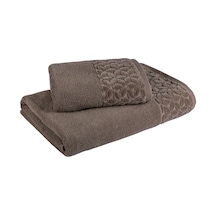 Fialka Jakarlı Çiçek Kare Havlu Koyu Kahve 80x150