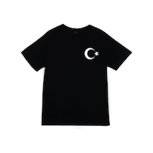 Stoned&Fame Unisex Siyah Ay Yıldız Baskılı T-shirt SIYAH