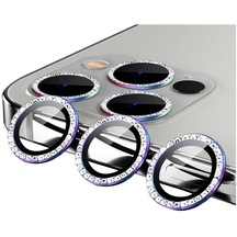 Nettech Apple Uyumlu iPhone 12 Pro Max Diamond Taşlı Model Kamera Cam Koruyucu - Gökkuşağı
