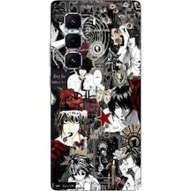 Infinix Hot 50 Pro Plus Uyumlu Death Note Kolaj Tasarımlı Baskılı Silikon Kılıf Renkli