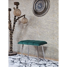 Zafir Krom Sivriltme Ayaklı 60 Cm Puf Bench - Puf - Bench - Oturak - Mutfak Oturağı - Antre Oturağı Yeşil